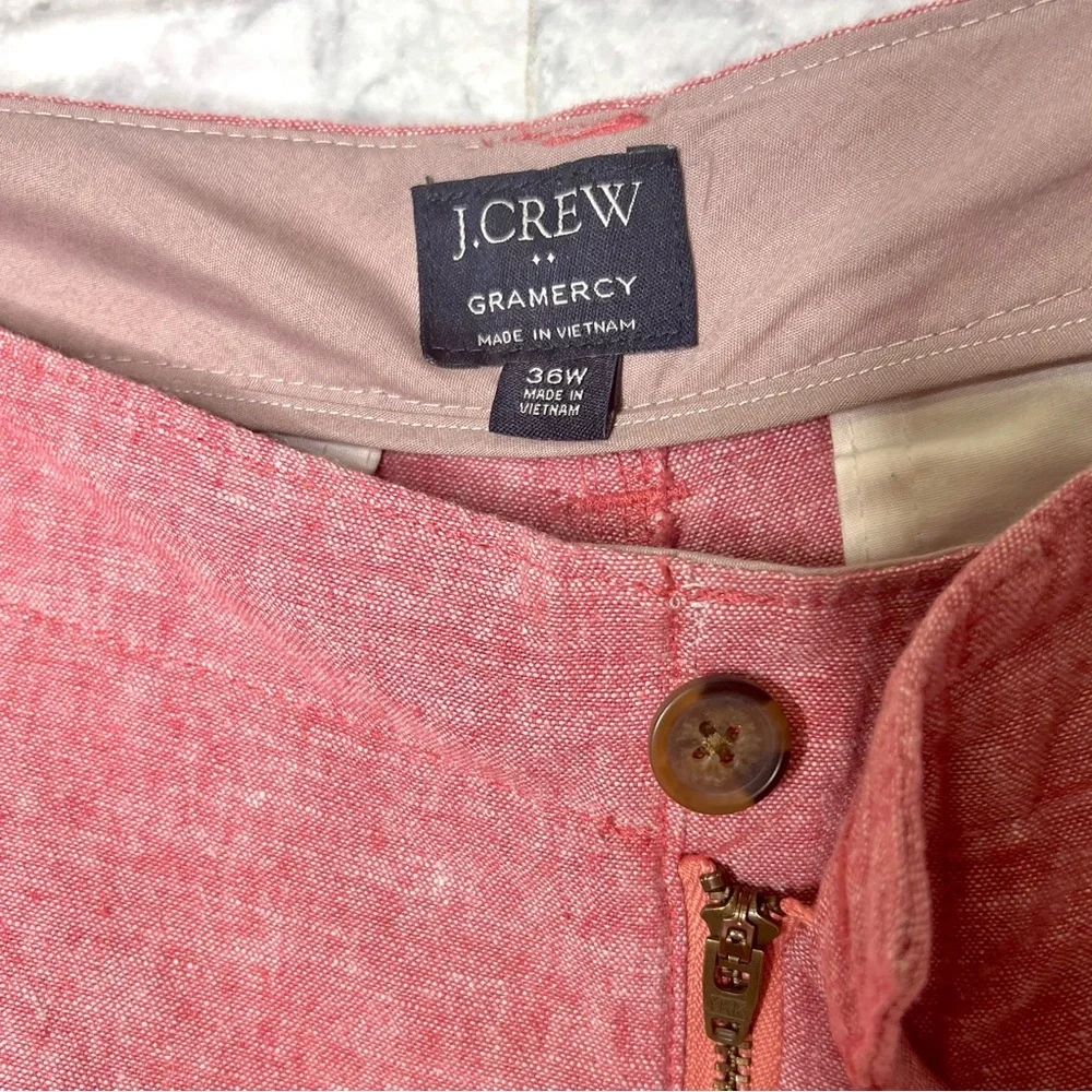 J. Crew Men’s LINEN Chino Shorts Salmon Pink Flat Front Men’s 36